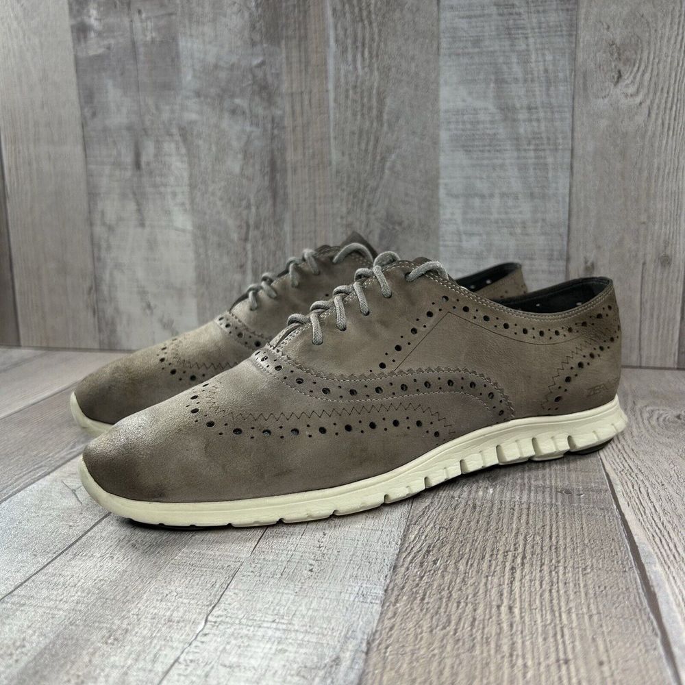 Cole Haan Women's Zerogrand Wingtip Oxford Low Lace Up Suede Dark Taupe Size 8